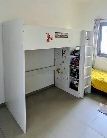 IKEA bunk bed - SMÅSTAD - White loft bed with built-in shelves and ladder