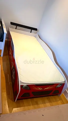 Childrens Race Car Bed Frame with Mattress - Good Condition