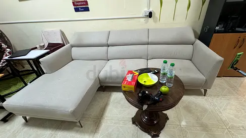 Light grey L-shaped sectional sofa with chaise - good condition