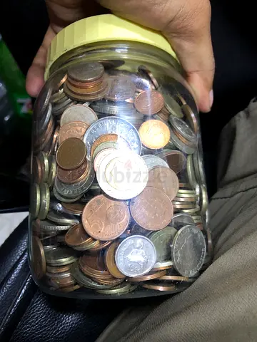 Jar of Mixed World Coins - Assorted Change Collection