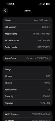 iPhone 17 Pro Max 256GB - Excellent Condition, AppleCare+ till Jul 2028