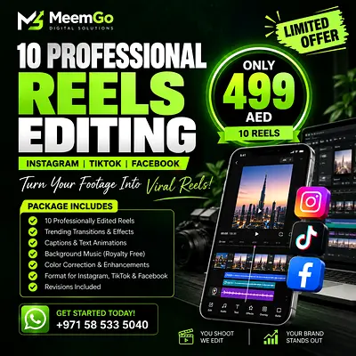 Professional Video Editing Dubai | 10 Instagram Reels for AED 499