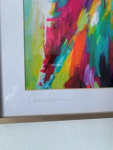 Amira Rahim - Framed Colorful Abstract Print with Signature