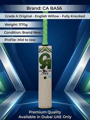 Brand New CA BA56 English Willow Cricket Bat - 1170g, Mid-Low Profile