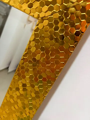 Gold Hexagon Pattern Decorative Wall Mirror - 1 Piece