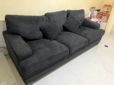 3-seater dark grey fabric sofa - used, comfortable