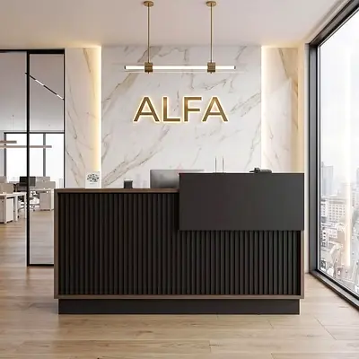 Black 2 Person Reception Desk For Lobby | Modern Office Reception Desk UAE