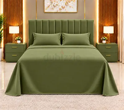 New Olive Green Upholstered Bed with Headboard - Queen bed