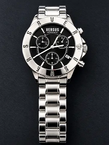 Versus Versace Chronograph Stainless Steel Men's Watch - Black Dial