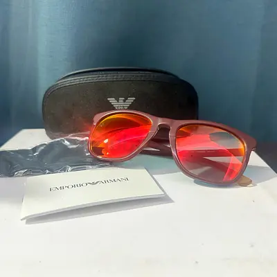 Emporio Armani Red Mirror Lens Sunglasses with Case