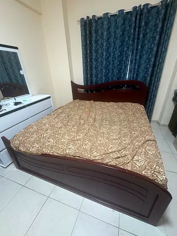 Solid wooden double bed frame with headboard - good conditio
