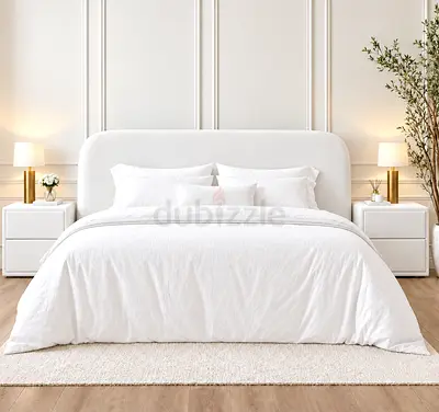 New King size bed upholstered bed with storage bed in white luxury king bed