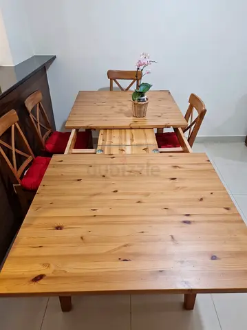Ikea 6 seater extendable dining set - Ageless Solid pine wood
