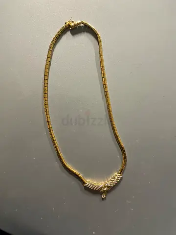 24k gold plated 925 pure silver chain necklace with American diamonds
