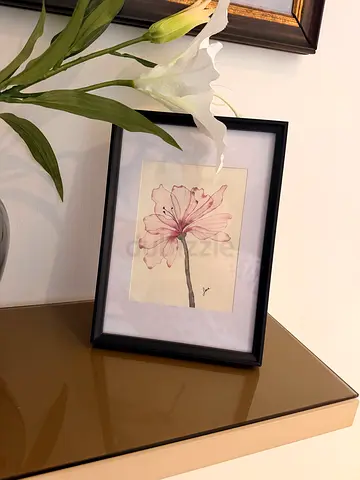 Original Pink Floral Watercolour Painting – Framed