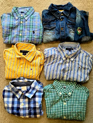 Bundle of 6 Collared Long Sleeve Shirts - Ralph Lauren, Tommy Hilfiger, Gymboree, LC Waikiki