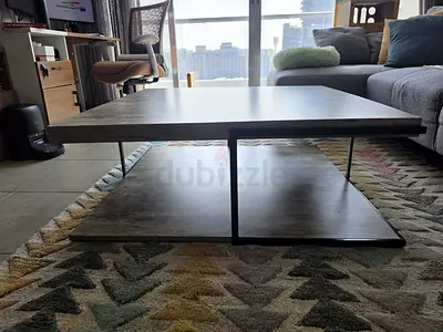 Modern 2-Tier Coffee Table — Concrete Look (100×100 cm)