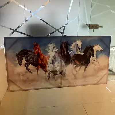 Large Framed Horse Painting — Running Horses Wall Art