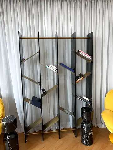 EBARZA 8K AED Modern Glass and Metal Bookcase / Display Shelf - 5 Tiers