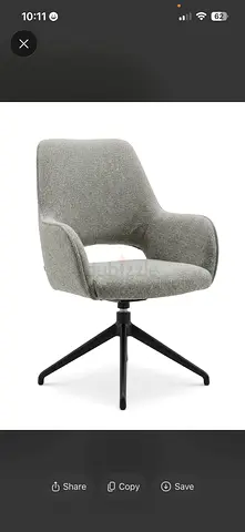 Grey  rotatory chair with fabric upholstery and metal base