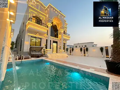 Luxury villa for sale in Al Muwaihat 2, Ajman | 5 master bedrooms | Private pool | Roof