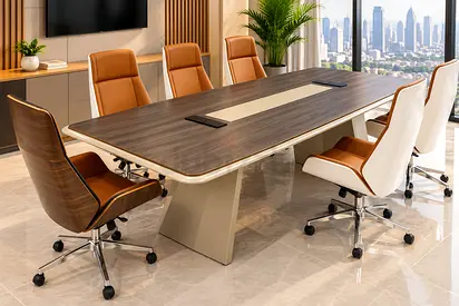 Modern Rosewood Meeting Table 200cm – Luxury Office Conference Table with Cable Management