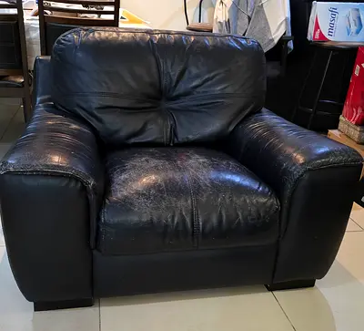 Used Black Leather Armchair - Single Seater