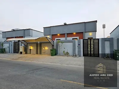 A prime opportunity for comfortable family living: a detached ground-floor villa for annual rent, featuring a modern design and spacious living areas