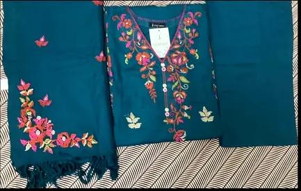 Dark Teal Embroidered Women's Salwar Kameez Set with Dupatta - New with Tag