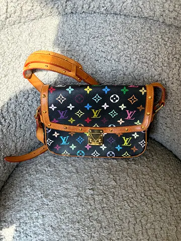 Vintage Preloved black multicolor monogram Louis Vuitton crossbody bag