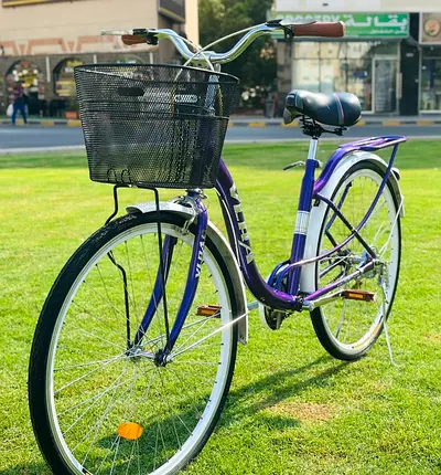 Used purple city cruiser bike with front basket - good condition