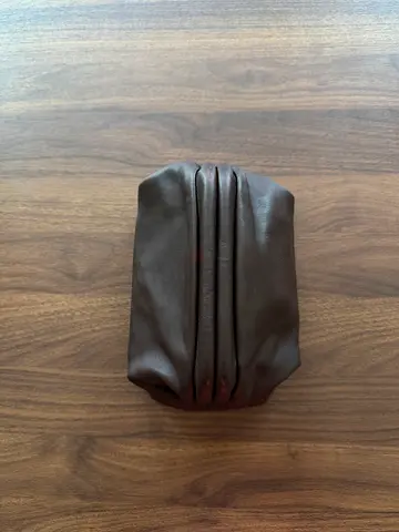 Brown leather toiletry / dopp kit pouch