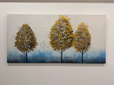 Handpainted Triptych-Style Abstract Trees Canvas Wall Art