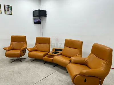 Pure leather electric recliner sofa set