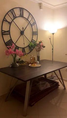 Wooden Dining Table with Metal Legs — Good Condition