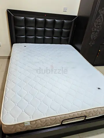 Queen hydraulic storage bed with firm mattress for sale