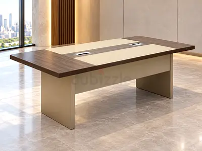 Modern Walnut & Khaki Meeting Table 240cm – Executive Conference Table for Office