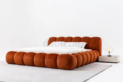 Modern Plush Low-Profile Queen Bed Frame in Velvet