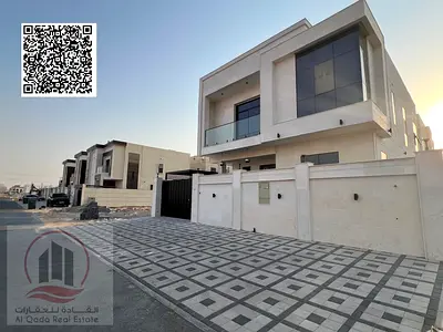 modern villa for sale in Al Yasmeen, consisting of 5 master bedrooms,  living rooms, a maid's room, and a sitting room.