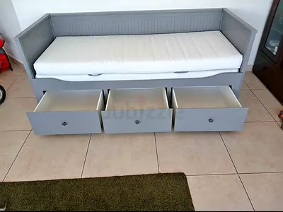 Ikea heamness gray day bed with 2 mattress and 3 big drawers also available