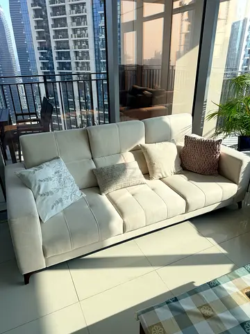 Beige 3-seater fabric sofa - New