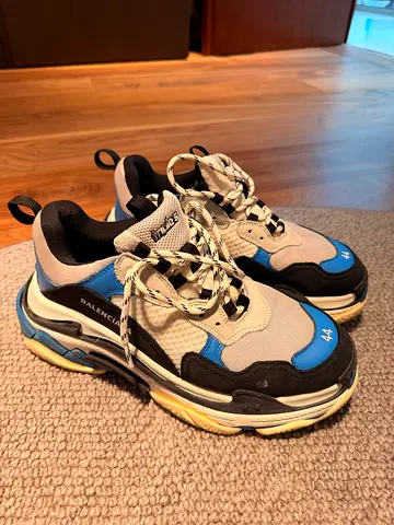 Used Balenciaga Triple S sneakers - blue/black/grey, size 44