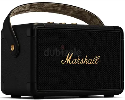 Marshall Kilburn II Bluetooth Wireless Portable Speaker Water Resistant 20+ Hours 36W- Black & Brass