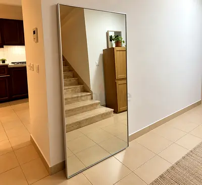 Large Full-Length Silver Framed Floor Mirror - Minimal Design
