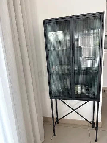 Westwing Slim metal and glass cabinet on stand