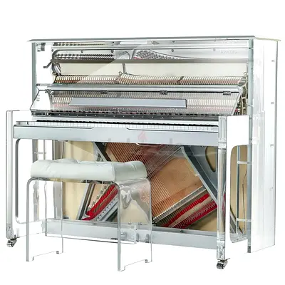 Steiner HU - 125A Crystal Upright Piano - Silver