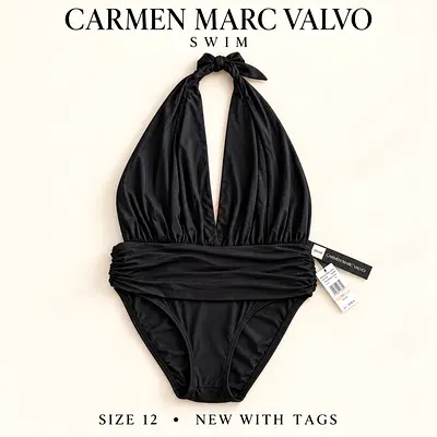 Carmen Marc Valvo Women's V-Neck Halter | New Brand