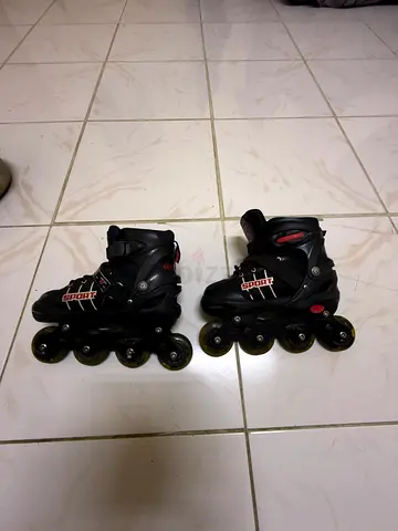 Used black inline rollerblades, size approx. youth/adult 8 -12 years old