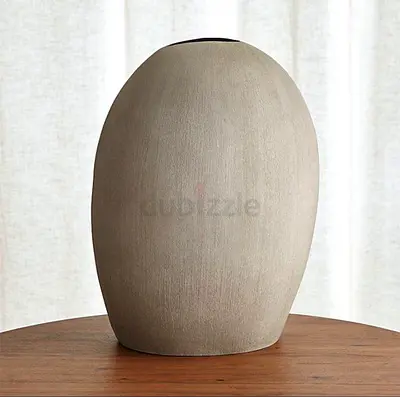 Crate & Barrel Alura Tall Warm Grey Oval Vase