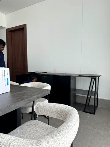 Dining table with 6 chairs and side console - modern set